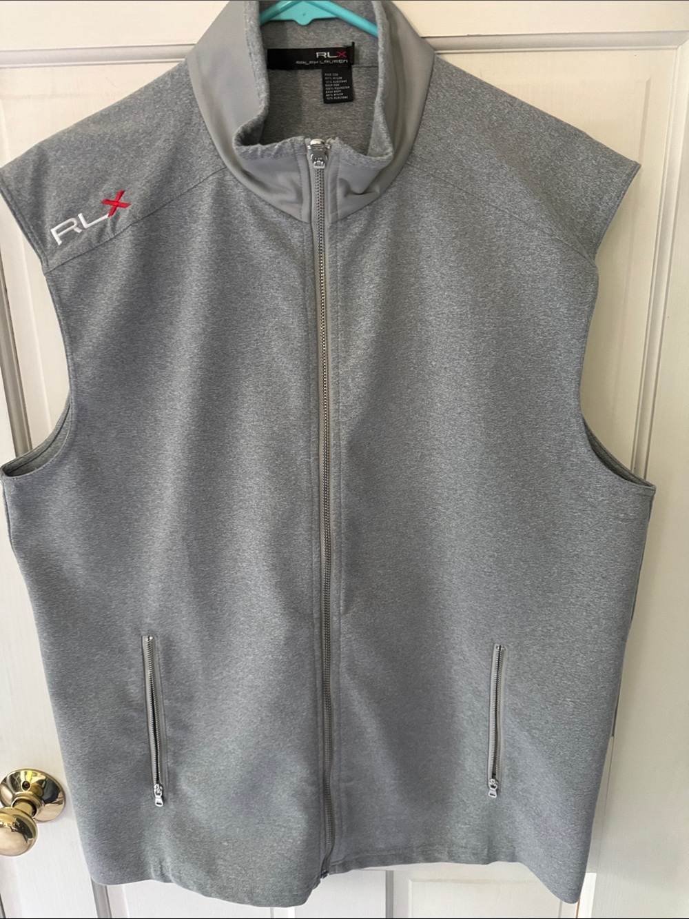 Ralph Lauren RLX Heather Gray Performance Zip Vest with Red Logo